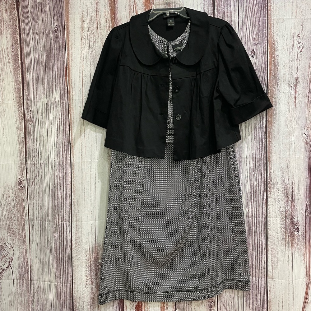 2 Piece Lane Bryant Dress Short Jacket over Sleeveless Dress Black & White #5067